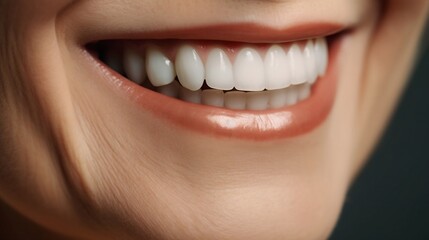 Obraz premium This is an advertisement for Banner's tooth whitening services, showcasing a close-up of a Elderly woman perfect white teeth with a shade guide to illustrate the bleach color. Generative AI