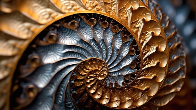 Closeup of the mesmerizing pattern of a nautilus shell