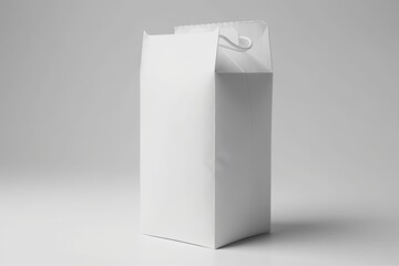 blank white paper bag on a neutral gray background