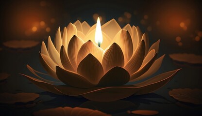 Naklejka na ściany i meble Lotus flower with candle light background