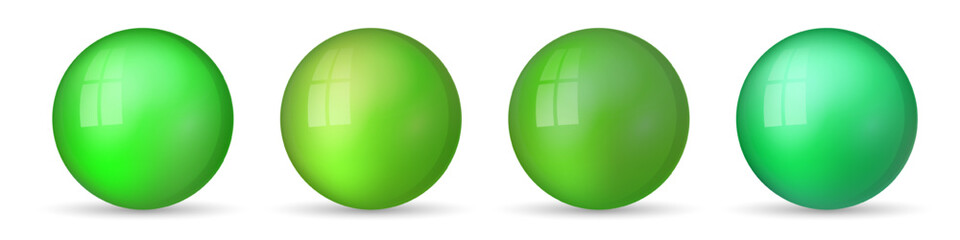 Set with glass colorful balls. Glossy realistic ball, 3D abstract vector illustration highlighted on a white background. Big metal bubble with shadow
