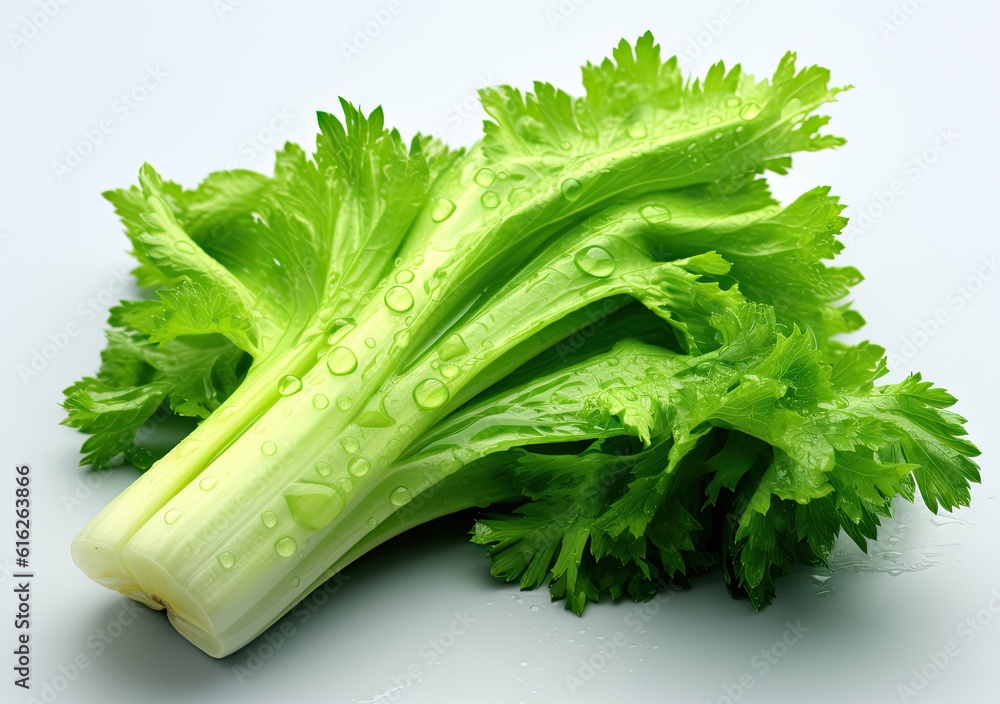 Poster fresh celery isolated on white background. created with generative ai technology