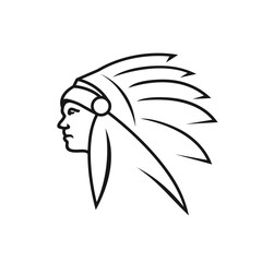 Native American, Indian Headdress Native Chief Logo Design