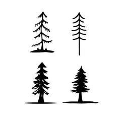 Hand Drawn Pine Tree Retro Styled Outdoor Adventure Logo Design