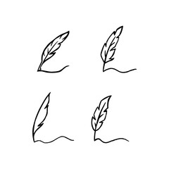Set of brush quill signature logo design vector