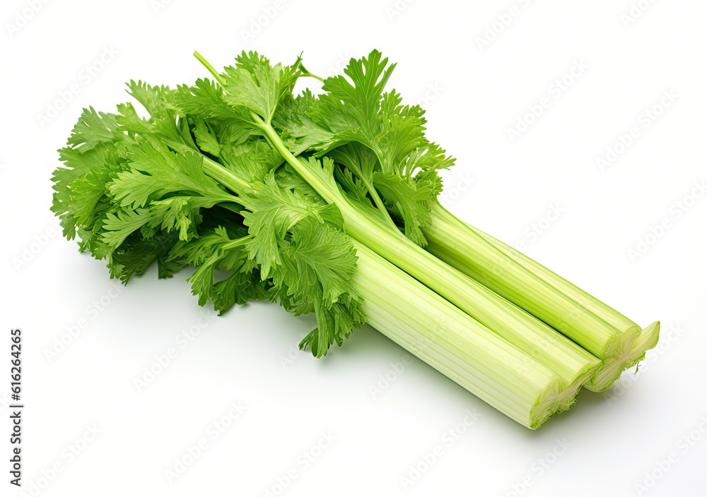 Poster fresh celery isolated on white background. created with generative ai technology