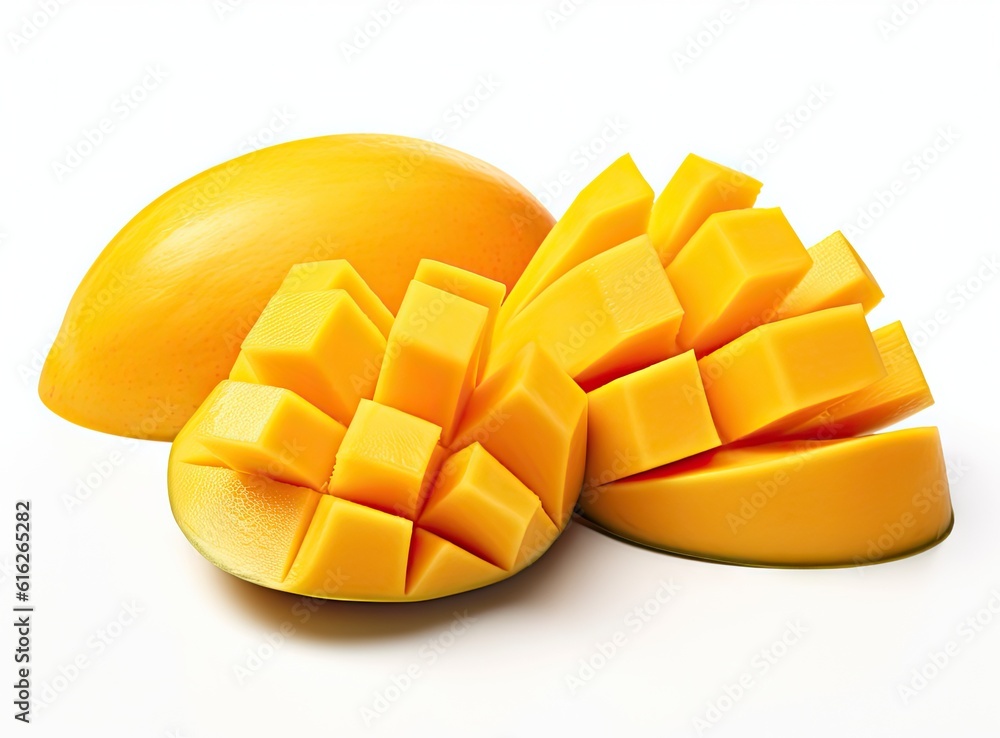 Aufkleber yellow mango isolated on white background created with generative ai technology