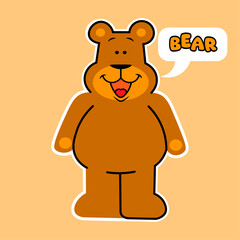 Cartoon flat design of a cute kawaii bear