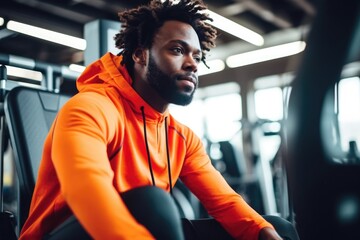 african man in bright sport clothes at the gym , AI Generated