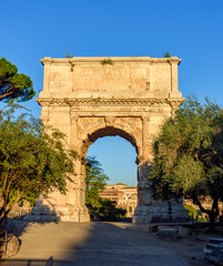 Fototapeta na wymiar Arch of Titus in Roman Forum, Rome, Italy