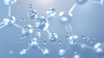 biotin molecular structure 3d, flat model, vitamin b7, structural chemical formula view from a microscope