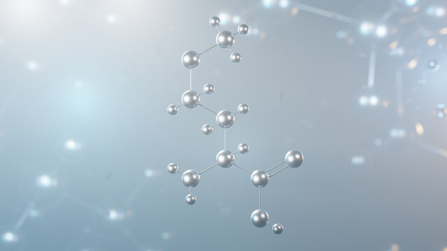 selenomethionine molecular structure, 3d model molecule, amino acid, structural chemical formula view from a microscope
