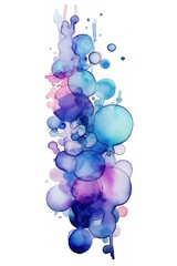 Cluster of cerulean and lavender bubbles alcohol ink