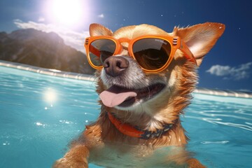 Illustration of dog on summer vacation, by Generative AI