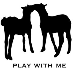 Vector black and white silhouette ready to print: horse set