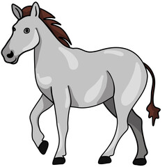 Obraz premium Colorful vector illustration ready to print: small cute cartooned donkey