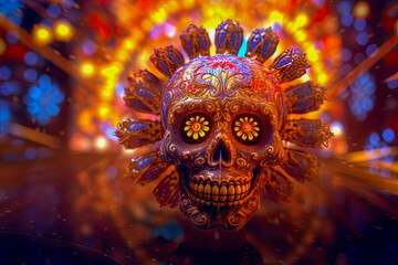 Day of the Dead,background with skull, generative ai 