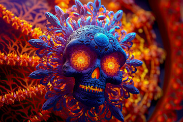 Day of the Dead,background with skull, generative ai 