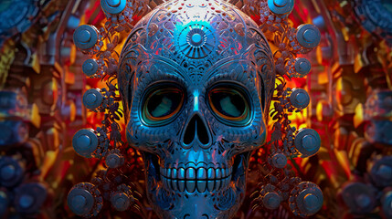Day of the Dead,background with skull, generative ai 