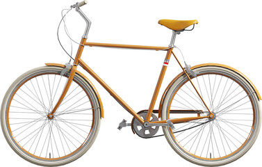 Fototapeta na wymiar Side view of yellow bicycle