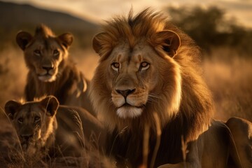 Obraz na płótnie Canvas Majestic Lions in the African savannah