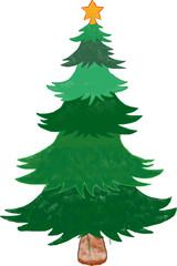 Christmas Watercolor Pine Tree 