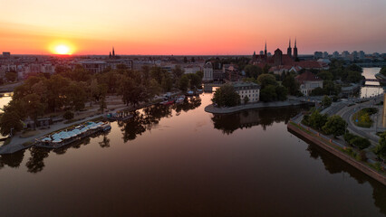 Naklejka premium Wroclaw view of the city at sunrise.