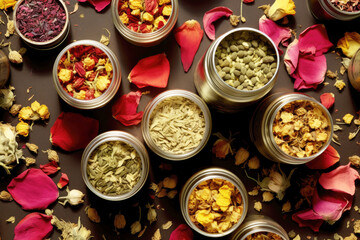 Assortment of herbal medicinal tea