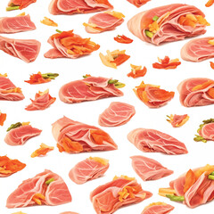 Fototapeta premium Food pattern vector graphics realistic background texture for packaging, design, pattern for textiles