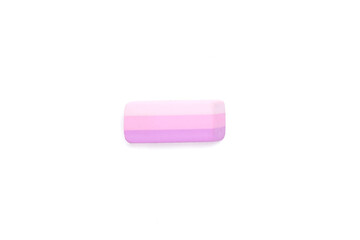 Colorful eraser isolated on white, top view