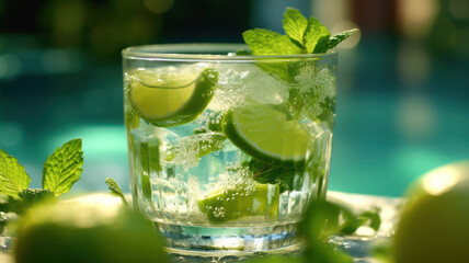 Vibrant and refreshing drink with lime and mint