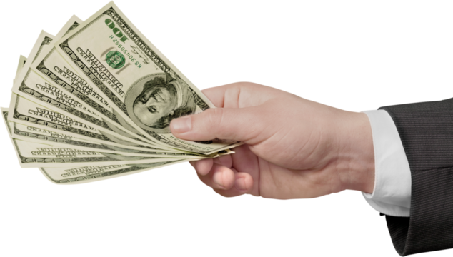 Human hand holds a stack Paper Currency