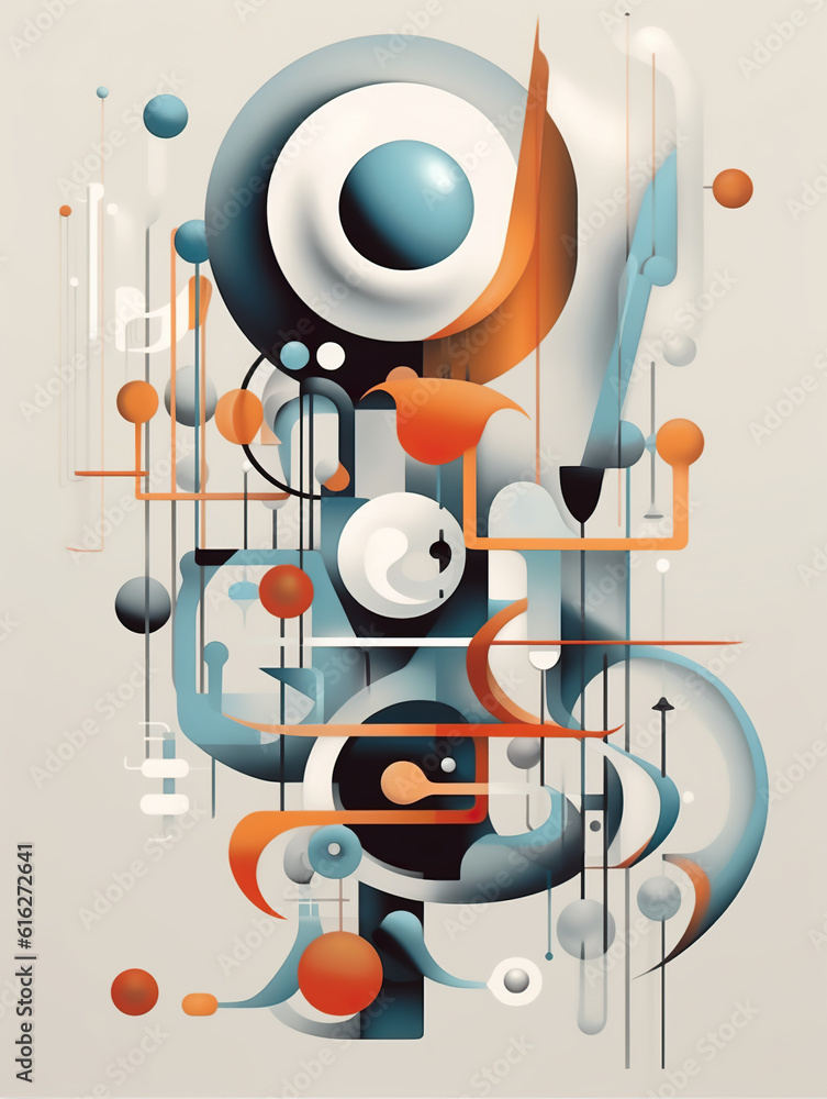 Poster a digital painting of various shapes and sizes. generative ai.