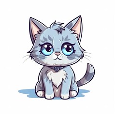 Obraz premium cute cat isolated on a white background comic style
