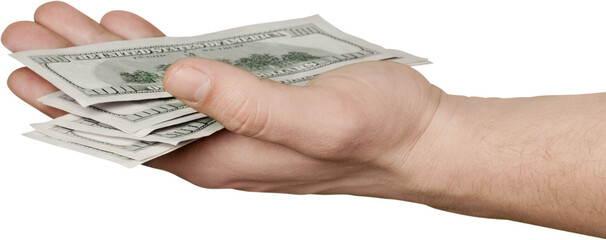 Human hand holds a stack Paper Currency