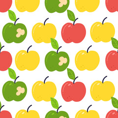 Seamless pattern with apples on a white background.