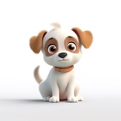 cute small dog isolated on a white background cartoon style