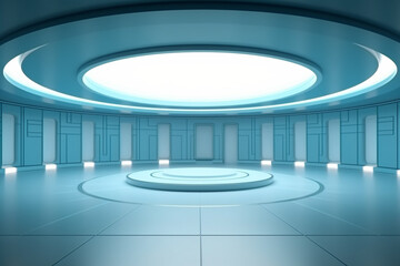 Modern round room with a minimalist and empty futuristic interior Generative AI