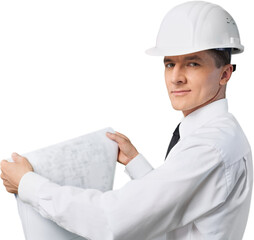 Portrait of happy businessman isolated on white background