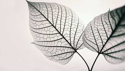Transparent Leaves on a White Background