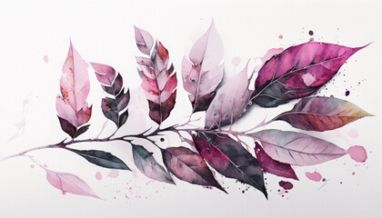 A Branch of Purple Leaves on a White Background