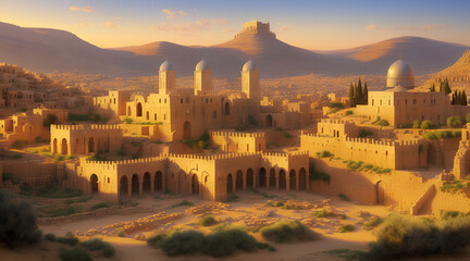 The concept of the cities of ancient Palestine, generative AI