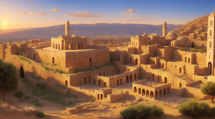 The concept of the cities of ancient Palestine, generative AI