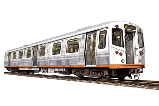 subway train isolated on white background. Generated by AI.