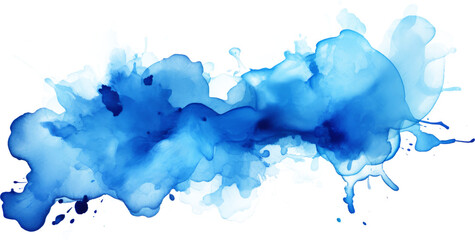 Watercolor element. Blue texture on a transparent background