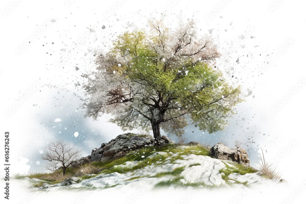 Aufkleber spring snow isolated on white background. generated by ai.