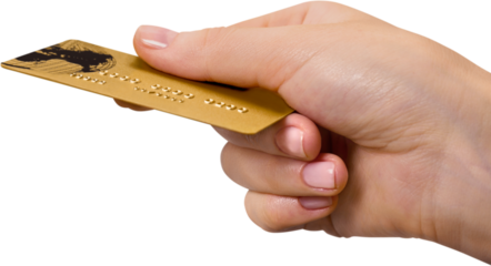 Human hand holds credit card