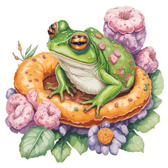 cute vector drawing cute cakes and donuts and ice creams watercolor art