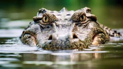 Tuinposter a crocodile in the water © Xanthius