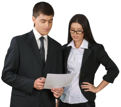 Coworkers Reading Document - Isolated